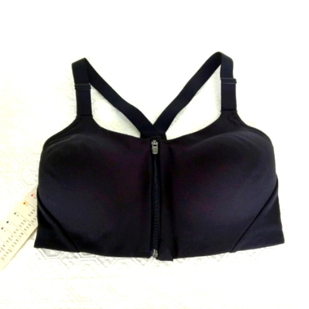 ALL IN MOTION New High Support Front Closure Black Sports Bra Size 34D *NWT